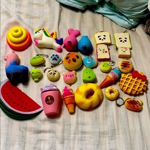 27 assorted squishy stress relieve toys